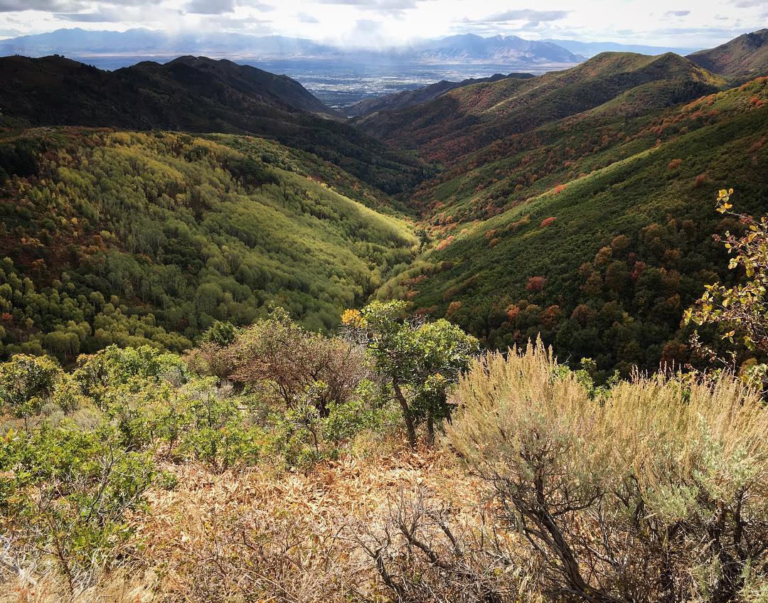 View through a canyon looking at SLC