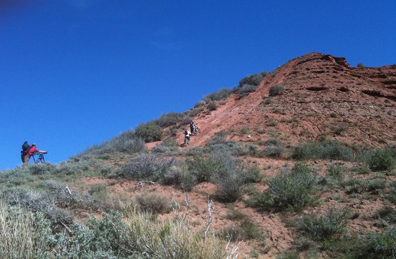 Hike-a-bike up a steep-ass hill.