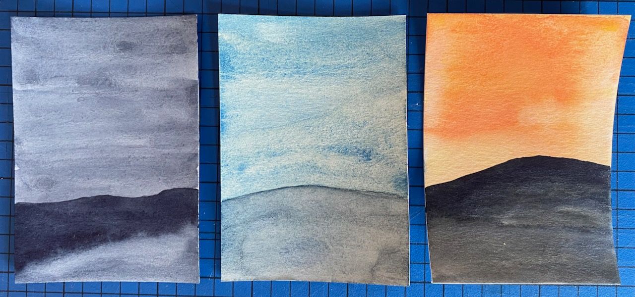 Tiny watercolor paintings of vistas