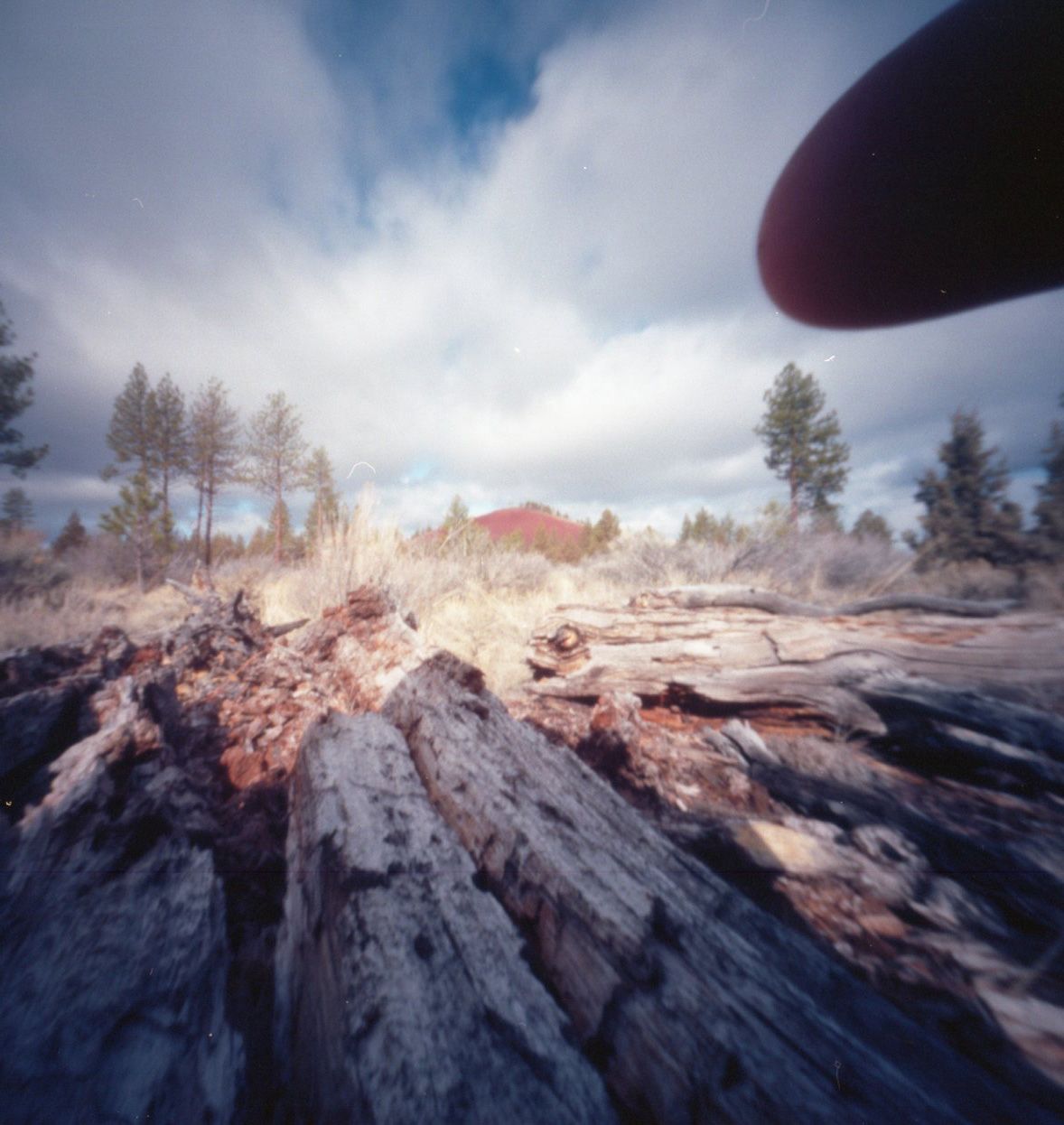 finger in pinhole photo