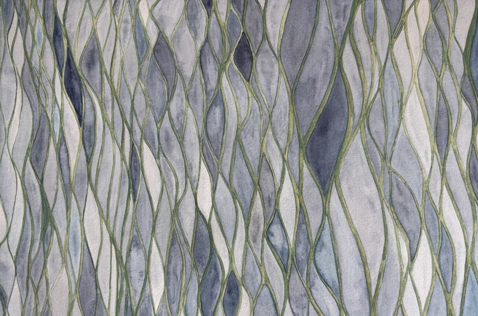 Blue and green abstract watercolor painting by Laurel Hunter